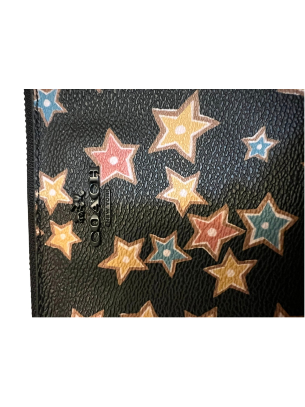 Coach Star Print Corner Zip Small Wristlet Black Colorful Holder 12058 - Picture 2 of 7